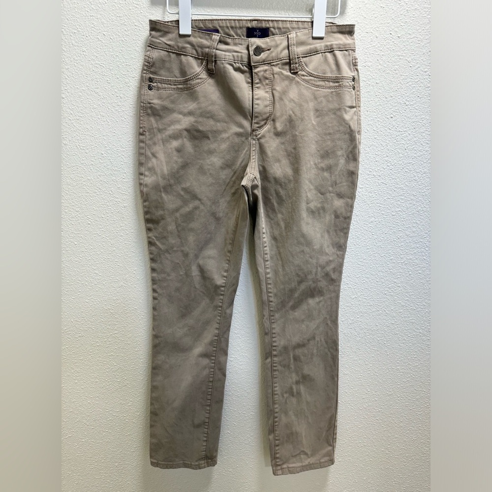 Not Your Daughters Jeans Samantha Slim Straight Leg Jeans Khaki Stretch Womens 6